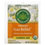 ⁦TRADITIONAL MEDICINALS- تراديشيونال ميديسينالز
Gas Relief العضوي، خالٍ من الكافيين، بالنعناع والبابونج، ، 16 كيس شاي مغلّف، 0.85 أونصة (24 جم)⁩ - الصورة ⁦2⁩