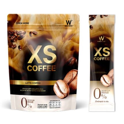 XS COFFEE 15g-مسحوق قهوة لاتيه وينك وايت XS سريع التحضير