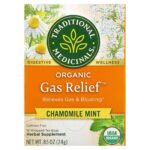 TRADITIONAL MEDICINALS- تراديشيونال ميديسينالز
Gas Relief العضوي، خالٍ من الكافيين، بالنعناع والبابونج، ، 16 كيس شاي مغلّف، 0.85 أونصة (24 جم)