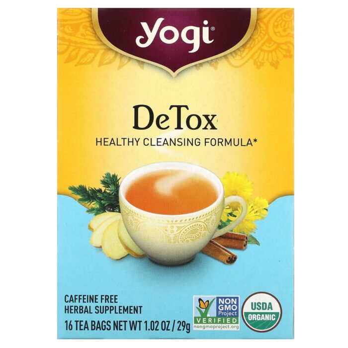 ⁦YOGI- يوجي تي
شاي للتخلص من السموم، خالٍ من الكافيين، 16 كيس شاي، 1.02 أونصة (29 جم)⁩ - الصورة ⁦1⁩