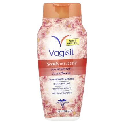 VAGISIL- فاجيسيل
Scentsitive Scents®‎، غسول يومي للمناطق الحساسة، زهرة الخوخ، 12 أونصة سائلة (354 مل)