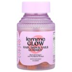 LEMME GLOW-علكات للشعر والبشرة والأظافر، لون الخوخ، 60 علكة