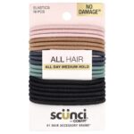 SCUNCI-ربطات شعر مطاطية بدون ضرر، مناسبة لجميع أنواع الشعر، تثبيت متوسط ​​يدوم طوال اليوم، 18 قطعة