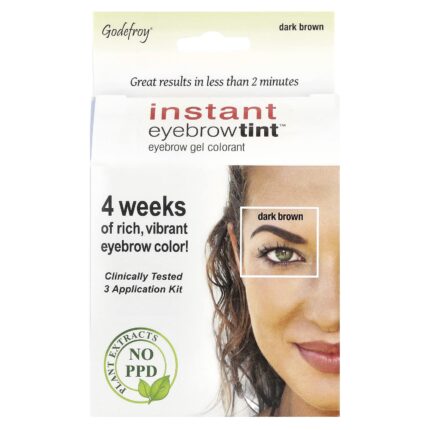 GODEFROY- DARK BROWN غودفرويINSTANT EYEBROW TINT، بني داكن، مجموعة مكونة من 3 قطع