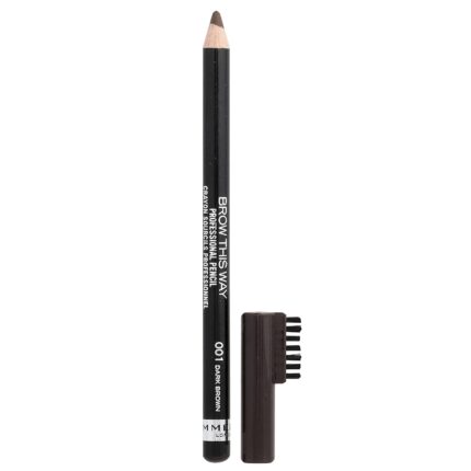 RIMMEL- 001 DARK BROWN قلم تحديد الحواجب الاحترافي من ريميل لندن، BROW THIS WAY، 0.05 أونصة (1.4 غرام)