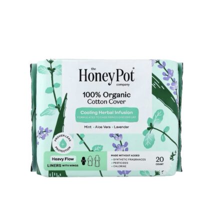 HONEY POT- غطاء من القطن العضوي 100% من شركة هوني بوت، بطانات بأجنحة، ثقيلة، 20 قطعة