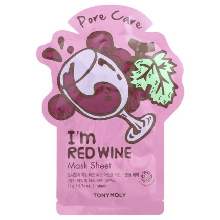 TONYMOLY- تونيمولي أنا النبيذ الأحمر، ورقي قناعي بالخمر الأحمر للمسام، قناع ورقي واحد، 0.74 أونصة (21 جم)