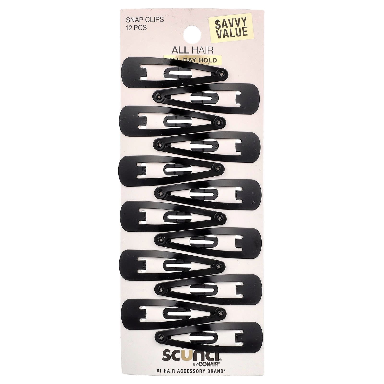 986baa4f-9fe2-494b-b2b5-005f4e3934b0 SCUNCI-مشابك شعر سناب، أسود، 12 قطعة - الصورة 1