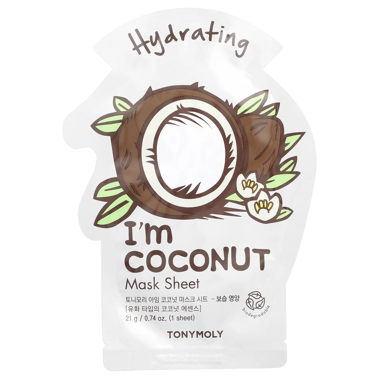 img_0144 TONY MOLY- قناع الوجه المرطب من توني مولي بنكهة جوز الهند، ورقة واحدة، 0.74 أونصة (21 غرام) - الصورة 1