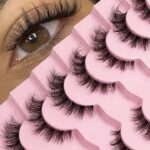 LASHES-BO8 7 أزواج من الرموش الصناعية الكثيفة والناعمة والطبيعية والمتشابكة والمطولة المصنوعة من شعر المنك الصناعي