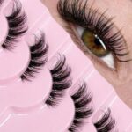 LASHES- Ka01 7 أزواج من الرموش الصناعية الكثيفة والناعمة والطبيعية والمتشابكة والمطولة المصنوعة من شعر المنك الصناعي