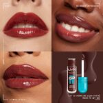 ⁦NYX- 05 MOCHA ME WET جلوس الشفاه إن واي إكس LIP I.V. HYDRATING LIP GLOSS STAIN، يمنح ترطيبًا ولمعانًا مع لون ثابت يدوم على الشفاه بمظهر طبيعي وجذاب.⁩ - الصورة ⁦3⁩