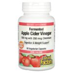 NATURAL FACTORS-خل التفاح المخمر ، 500 ملجم ، 90 كبسولة نباتية
