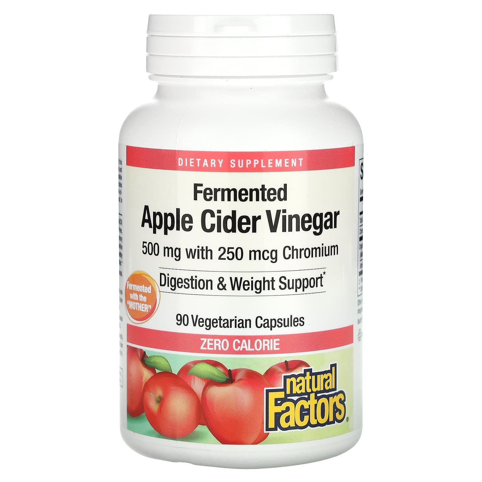 3ecbaeff-9192-4930-b31f-be45091cec8a NATURAL FACTORS-خل التفاح المخمر ، 500 ملجم ، 90 كبسولة نباتية - الصورة 1