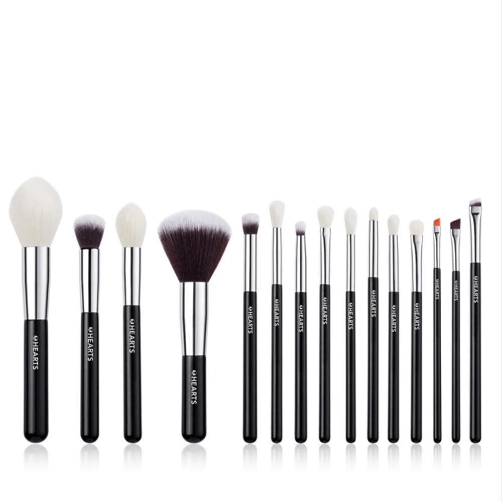 6b6a342a-d212-45a4-9f9c-3226375d6620 HEARTS-مجموعة فرش مكياج احترافية للوجه والعينين - 15 قطعة - الصورة 1