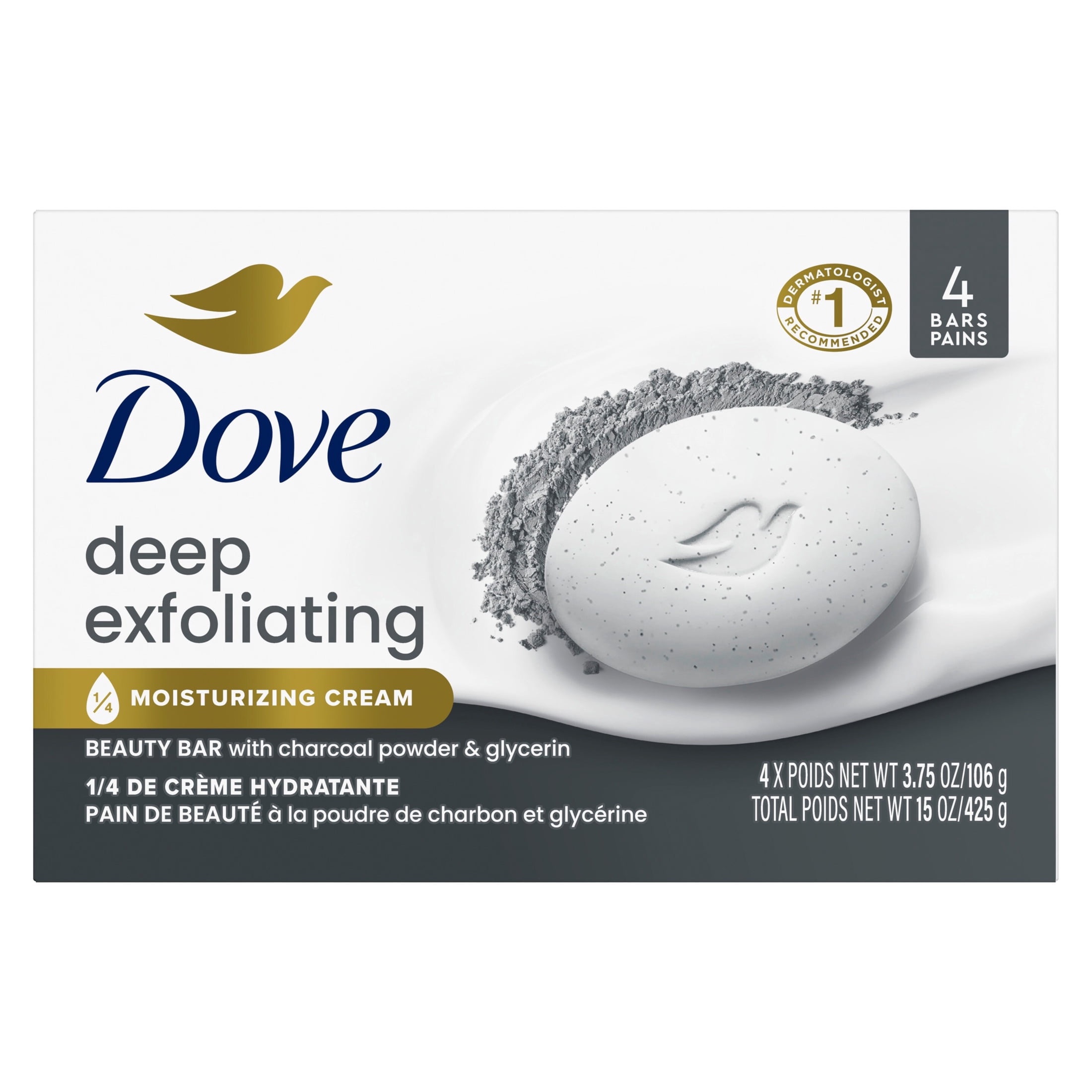 img_1158 DOVE- 106g صابون دوف بيوتي بار لبشرة أكثر نعومة ونضارة، مقشر عميق بمسحوق الفحم والجلسرين، يزيل الشوائب - الصورة 1