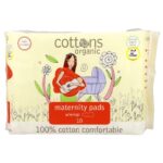 COTONS- فوط صحية قطنية 100% مريحة للحوامل، مزودة بأجنحة، ثقيلة، بدون رائحة، 10 فوط