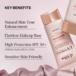 ⁦D’ALBA-واقي الشمس UV Essence Waterfull+، مصحح للون الوردي، عامل حماية من الشمس 50+، 1.69 أونصة سائلة (50 مل)⁩ - الصورة ⁦5⁩